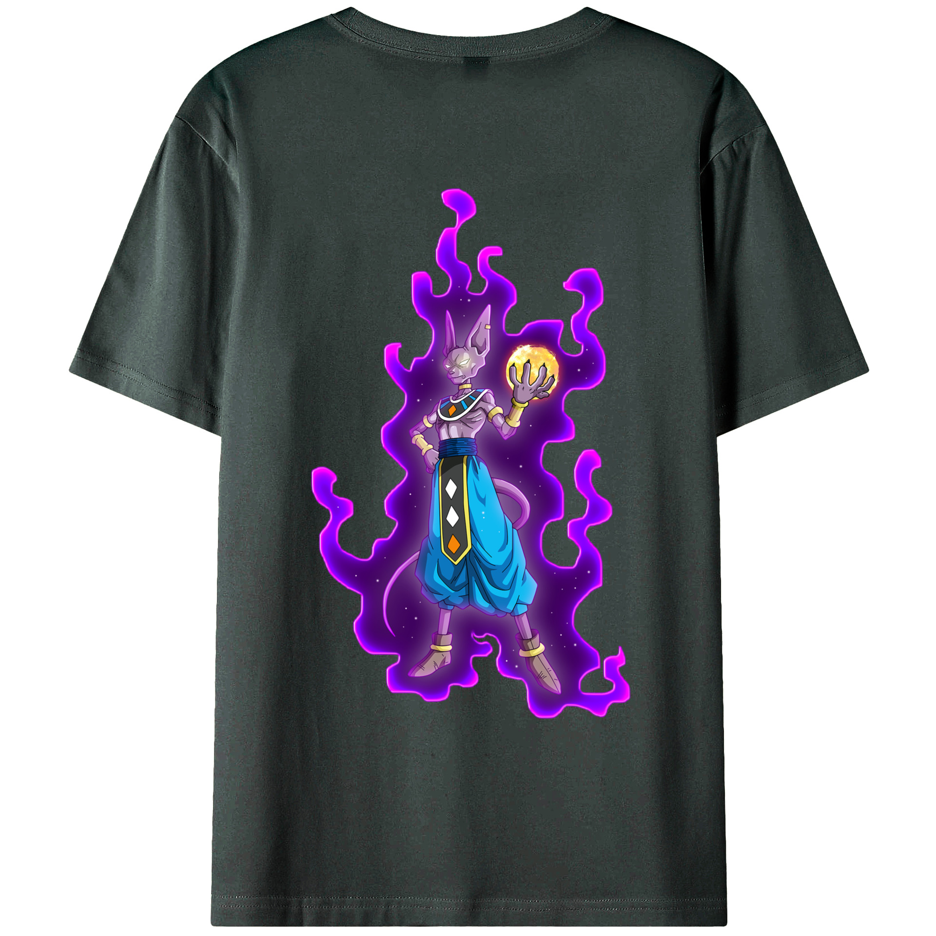 （画像用） ドラゴンボール ビルス 破壊神ビルス DRAGON BALL Beerus Birusu 綿100％ メンズ半袖Tシャツ（バックプリント） 通気性